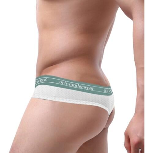 ORLVS Gay Jockstrap Men Low Waist Man Underwear Sexy Mens Thong Mesh Cotton Mens Jock Strap Sissy Lingerie Hip Lift Bikini 2021