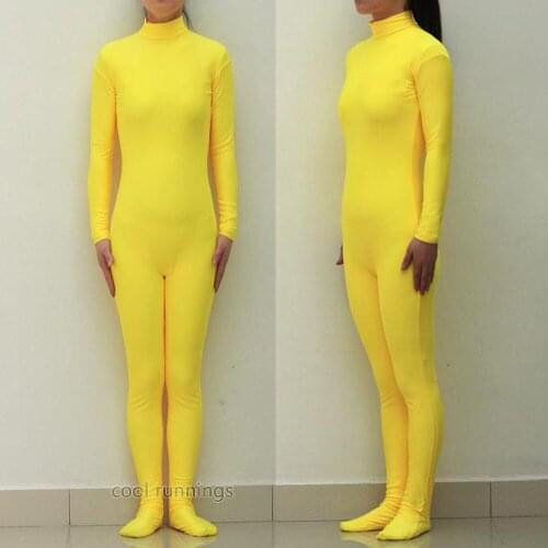 Fancy Dress Party Kid Yellow Unisex Spandex Zentai costume dancewear Unitard Bodysuit No Hood & Hands