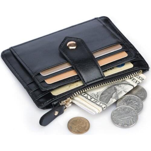 New Mini ID Card Holders Men/Women Business Credit Card Holder PU Leather Slim Bank Card Case Zipper Hasp Organizer Wallet