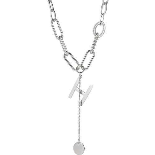 Minimalist Fashion Stainless Steel Necklaces For Women Letter H Round Pendant Y2k Jewelry Accessories Necklaces Wholesale Gifts