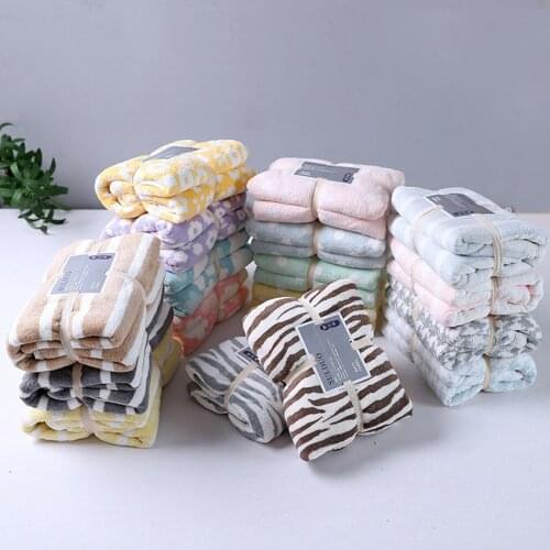 2pcs Towel Microfiber Fabric Towel Set Plush Bath Face Hand Towel Quick Dry Towels for Adult Kids Bath Super Absorbent