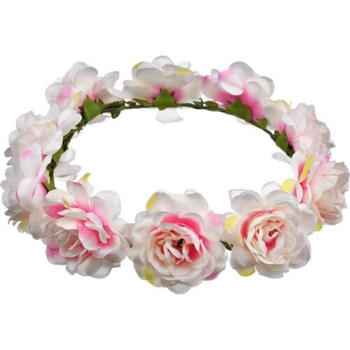 Women Lady Girls Vivid Flower Bohemian Hairband Floral Headband Garland Bridal Ribbon Hair Accessories Wedding Decor