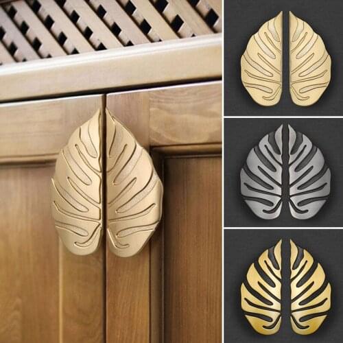 Handles For Furniture Drawers Vintage Leaf Shaped Cabinet Door Handle Dresser Wardrobe For Kitchen Cupboard Door Handle Hardware