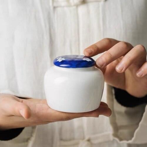 Hand-Painted Ceramic Whiteware Tea Containers Small Number Ceramic Sealed Can Storage Tea Pot Travel Pot Tea Ceramic Jar Tea Jar