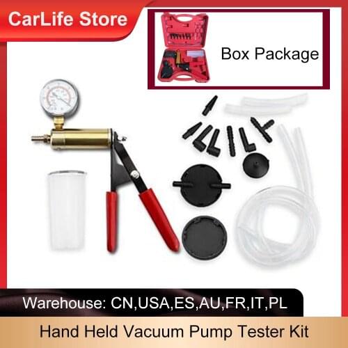 Hand Held Vacuum Pump Tester Set And Brake Bleeder Kit Car Motorbike Self Vacuum Pump Screw Adapter With Vacuum Gauge