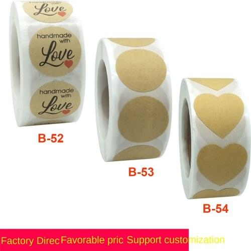 Kraft paper heart-shaped round self-adhesive personalized DIY self-adhesive decorative baking sticker