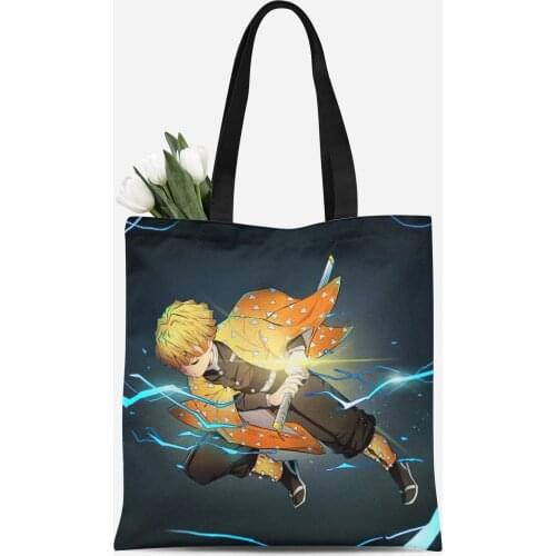 Kimetsu no Yaiba Kamado Nezuko Kamado Tanjiro Shoulder Handbag Canvas Shopping Tote Bag