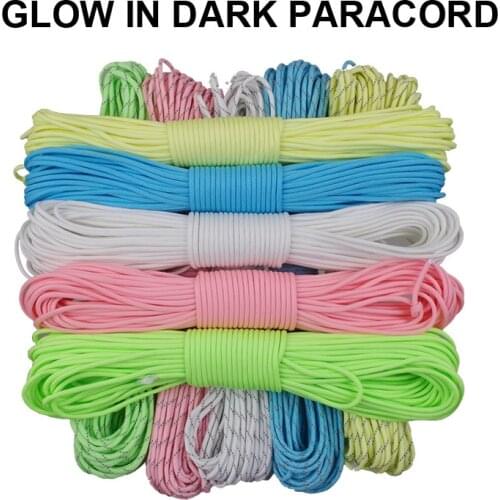 Reflective Glow Paracord with 9 Strands Cord Outdoor Bracelet Kit DIY Lanyard Camping Hiking Glow in Dark Parachute Cord