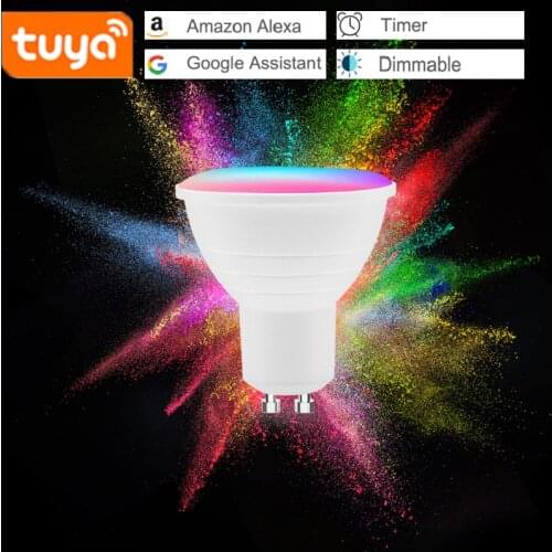 GU10 GU5.3 E27 Tuya Smart Light Bulb 5W RGBW Spotlight Lamp Cup Bulb Wifi Remote Voice Timer Control Work With Alexa Google Home