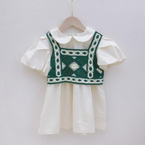 Girls' Skirt 2021 Summer New Wool Crocheted Vest Two-Piece Set Korean Style Dress Childrens Fashion