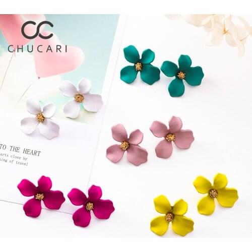 CHUCARI Korean Style Cute Flower Earrings Stud Earrings For Women 2019 New Fashion Sweet Earrings Femme Brinco Wholesale Jewelry