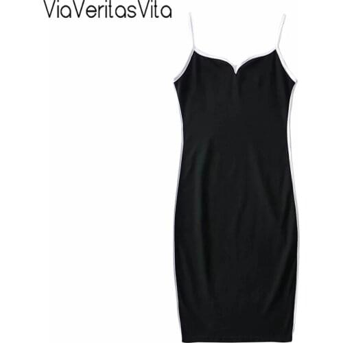 Summer New Fashion Solid Spaghetti Strap Dress For Women V Neck Sexy Simple Sleeveless Spliced Wrap Dress Korean Mujer Vestido