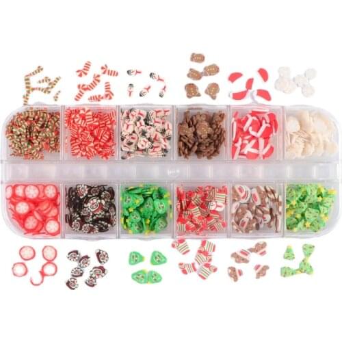 1 Box 12 Shapes Chritmas Slices Nail Art Slices Polymer Nail 3D Slice Colorful DIY Nail Art Supplies For DIY Festival Crafts