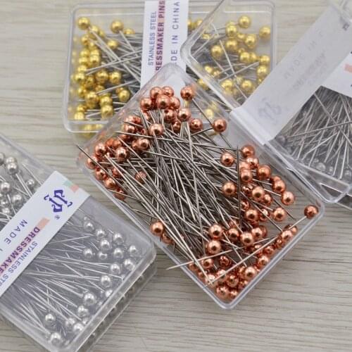 100Pcs Sewing Pins 38mm Glass Ball Head Push Pins Straight Quilting Patchwork Dressmaking Pins Jewelry Decor DIY Sewing Tools