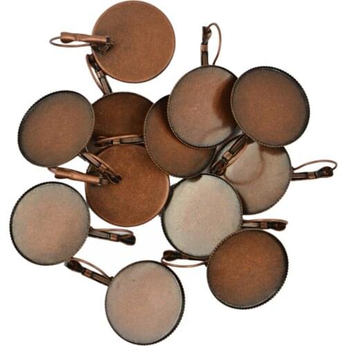 12 Pics Earring Hook Round Jewelry Brass Cabochon Setting Ears DIY Copper