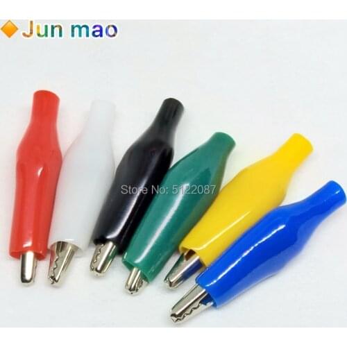 12Pcs Insulation Metal Alligator Crocodile Clip Electric Test 28MM Lead Colorful Red Black Blue Green White Yellow Car Connector