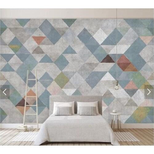 Custom 3D wallpaper,vintage blue geometric diamond block mural for living room bedroom sofa background home decoration wallpaper