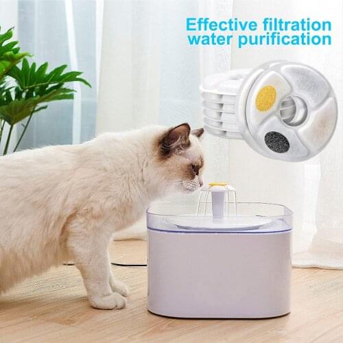4pcs Pet Cat Water Fountain Replacement Filter Resin Cotton Activated Carbon Filters for Cat Drinking Fountain Dog Dispenser