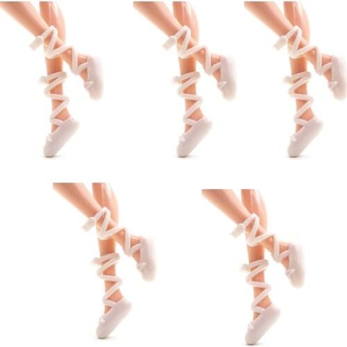 NK 5 Pairs Doll Shoes White High Heels Fashion Ballet Sandals For Barbie Doll Accessories High Quality Baby DIY Toy 005D