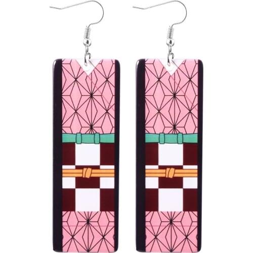 Anime Jewelry Demon Slayer Earrings for Women Acrylic Long Pendant Kimetsu no Yaiba 2021 New Ear Studs pendientes Fans Gift