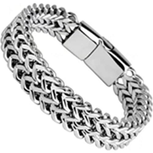 Business Metal Keel Men Domineering Double Row Bracelet