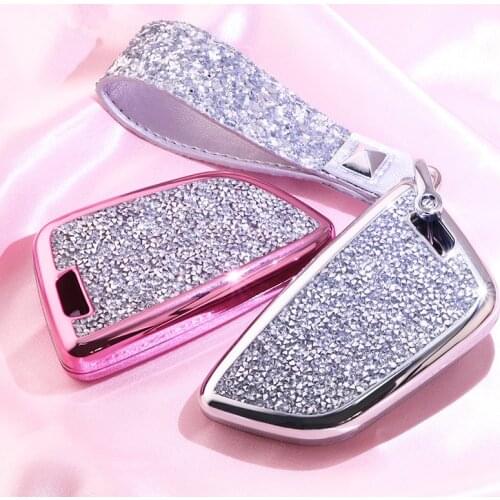 Diamond Luxury Car Key Case Cover Holder Keychain Shell Bag Remote Key for BMW 2 7 series X1 X5 X6 X5M X6M Gifts for Girls or Wo