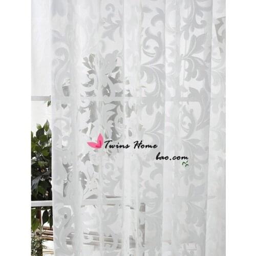 Curtian for bedroom white voile jacquard tulle window cortinas french window cortina pleat punching hook curtains