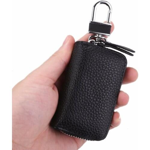 For Auto Car SUV Pickup Offroad 1pc Universal Smart Remote Key Chain Holder Durable PU Leather Car Fob Bag Case Cover Mayitr