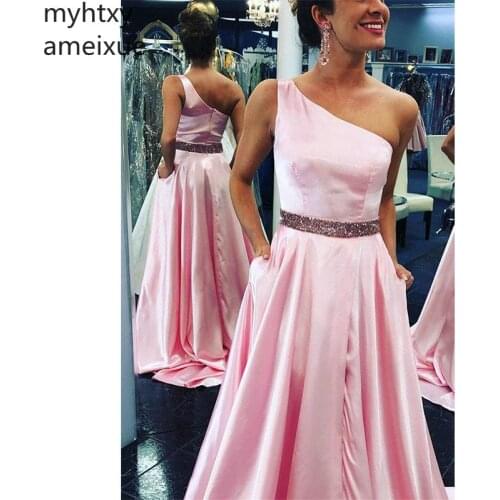 Elegant Sexy Cheap Evening Dresse Two Pieces Prom Dress Skeeveless Pocket Floor Length Evening Gowns Custom Made Robe De Soiree