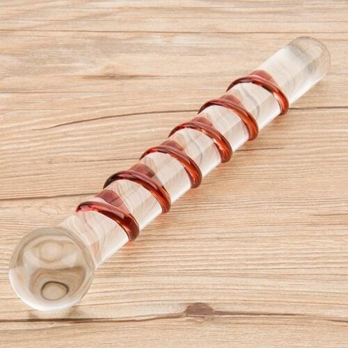 Erotic 8.5 Inch Crystal Pyrex Glass Dildo Swirl Surface Big Penis Anal Dildo Butt Plug Adult Sex Toys for Woman Sex Products