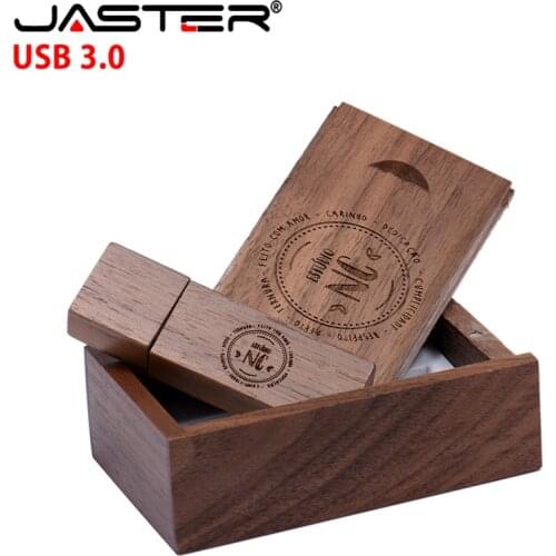 JASTER USB 3.0 wood strip + box memory stick custom LOGO usb flash drive 4GB 8GB 16GB 32GB 64GB pendrive U disk free shipping