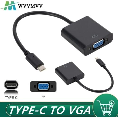 USB C to Female VGA Adapter Cable USBC USB3.1 to VGA Adapter for Macbook 12 inch Chromebook Pixel Lumia 950XL Hot Sale