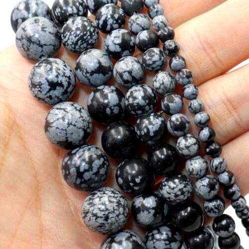 Natural Snowflake Jaspers Stone Round Spacer Loose Beads For Jewelry Making DIY Bracelets Necklace Accessories 2 3 4 6 8 10mm