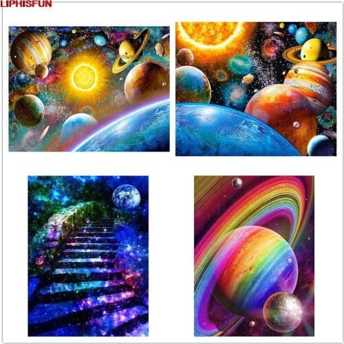 LIPHISFUN Full Drill Cross Stitch Diamond Painting colorful Galaxy Embroidery scenery Home Decor Square/round