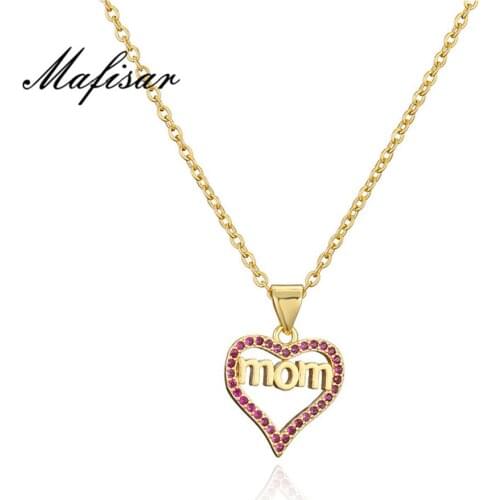 Mafisar Fashion Mom Pendant Necklace For Women Girl Gold Chain AAA+ Cubic Zircon Jewelry Female Party Necklace Mothers Day Gift