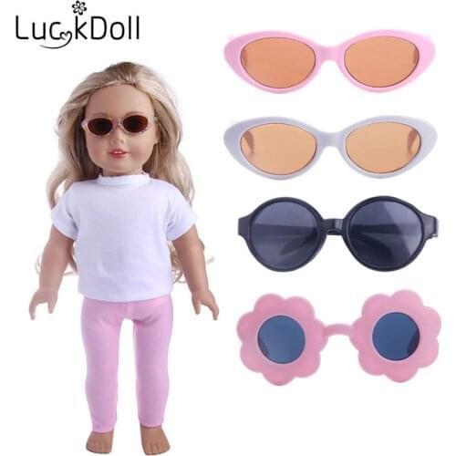Luckdoll oval-shaped cute sunglasses of various colors are suitable for 18-inch American dolls and 43-cm doll