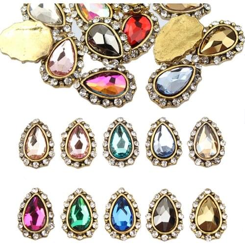 New Water Drop Crystal Nail art Rhinestone Alloy Nail Art Decorations Glitter DIY 3D charm crystal diamonds Nail Jewelry Pendant