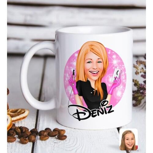 Personalized Women 'S Beauty Specialist Caricature Of White Mug Bardak-3