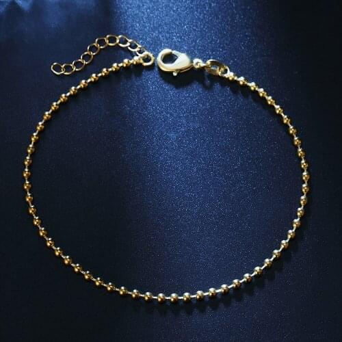 Simple 2mm Bead chain Anklets for Women Silvery/Gold color Classic Chain foot Jewelry Gift For Girls Drop Shipping