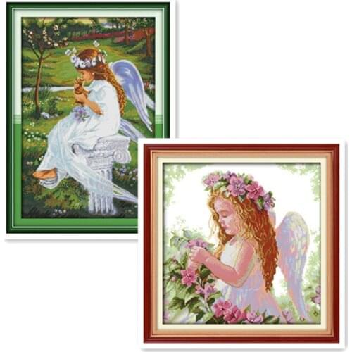 Joy Sunday A Beautiful Angel Chinese Cross Stitch Kits Ecological Cotton Clear Stamped Printed 14CT 11CT DIY Wedding Decoration