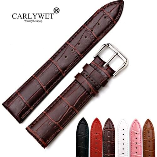 Rolamy 12 14 16 18 20 22 24mm Real Calf Leather Classic Alligator Grain Watch Band Strap Belt For Diesel Rolex Tudor Seiko IWC