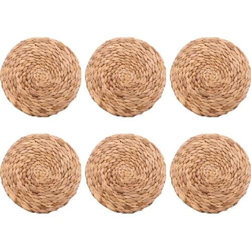 6 Pack Round Water Hyacinth Placemat,Quality Woven Wicker Table Place Mats,25cm Retail