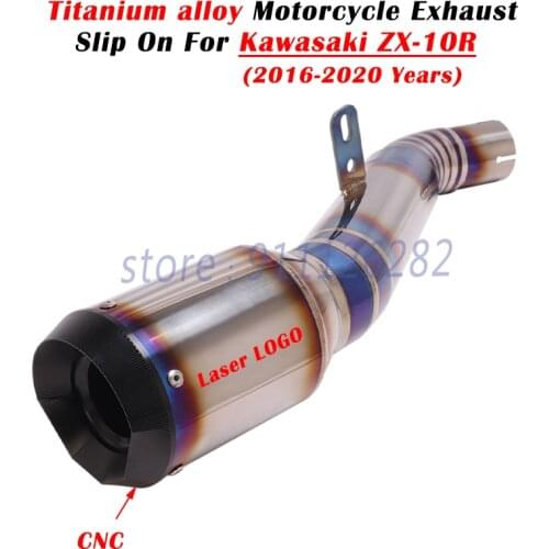 Slip On For Kawasaki ZX-10R ZX 10R ZX10R 2016 17 18 19 20 2021 Motorcycle Exhaust Escape Modify Titanium Alloy Link Pipe Muffler
