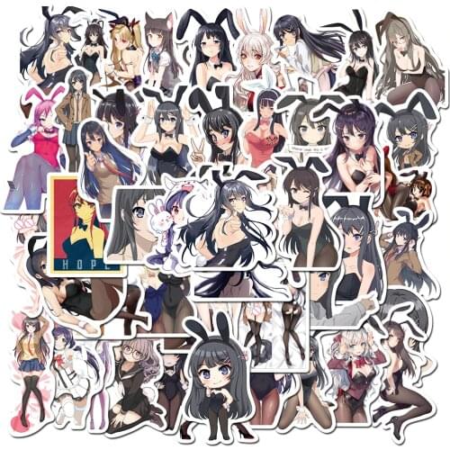 50PCS/lot Bunny Girl Stickers Anime Cute Stockings Temptation Sticker to DIY Laptop Phone Guitar Suitcase Moto Skateboard