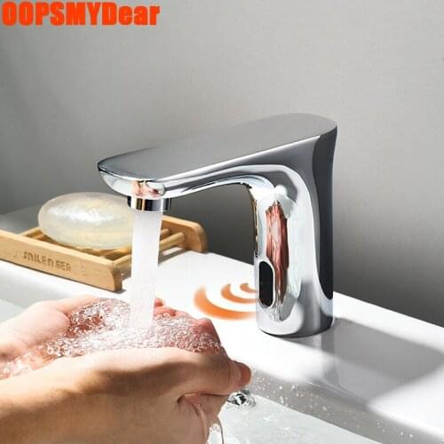 Smart Infrared Motion Sensor Faucet Bathroom Touchless Tap Deck Mount Chrome Brass Grifo Wash Basin Modern Touchless Faucets