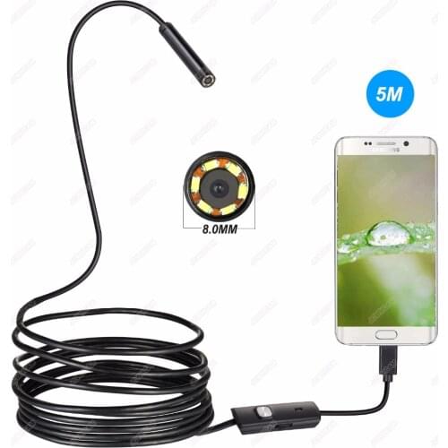 1/2/3/5M 8MM USB Endoscope Waterproof Android Borescope Sewer Camera For OTG USB Wire Snake Tube Camera Car Inspection