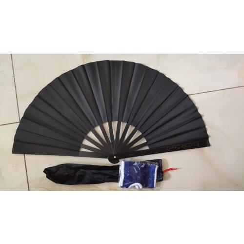 High quality black aluminium magnesium alloy wushu martial arts kung fu taiji tai chi fan fans+hand protector self-defense