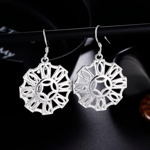 New Hot Charm 925 Sterling Silver Fashion Carved Earrings for Women Party High Quality Jewelry Holiday gift Drop Earrings
