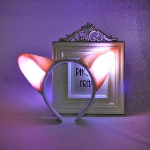 Women Girls Fashion Blinking Lights Fox Plush Hair Hoop Glow Animal Fox Ears Cat Headband Cosplay Costume Hair Accessories