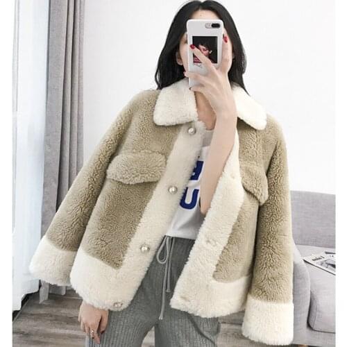 2019 Winter Women Sheep Sheared Coat Female Short Section Large Grain Cashmere Coat Double-faced Fur Coat D191004